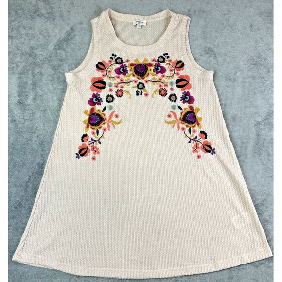 Umgee Dresses & Skirts - Umgee Small Cream Floral Embroidered Shift Dress Boho Festival Coquette Y2k 90s